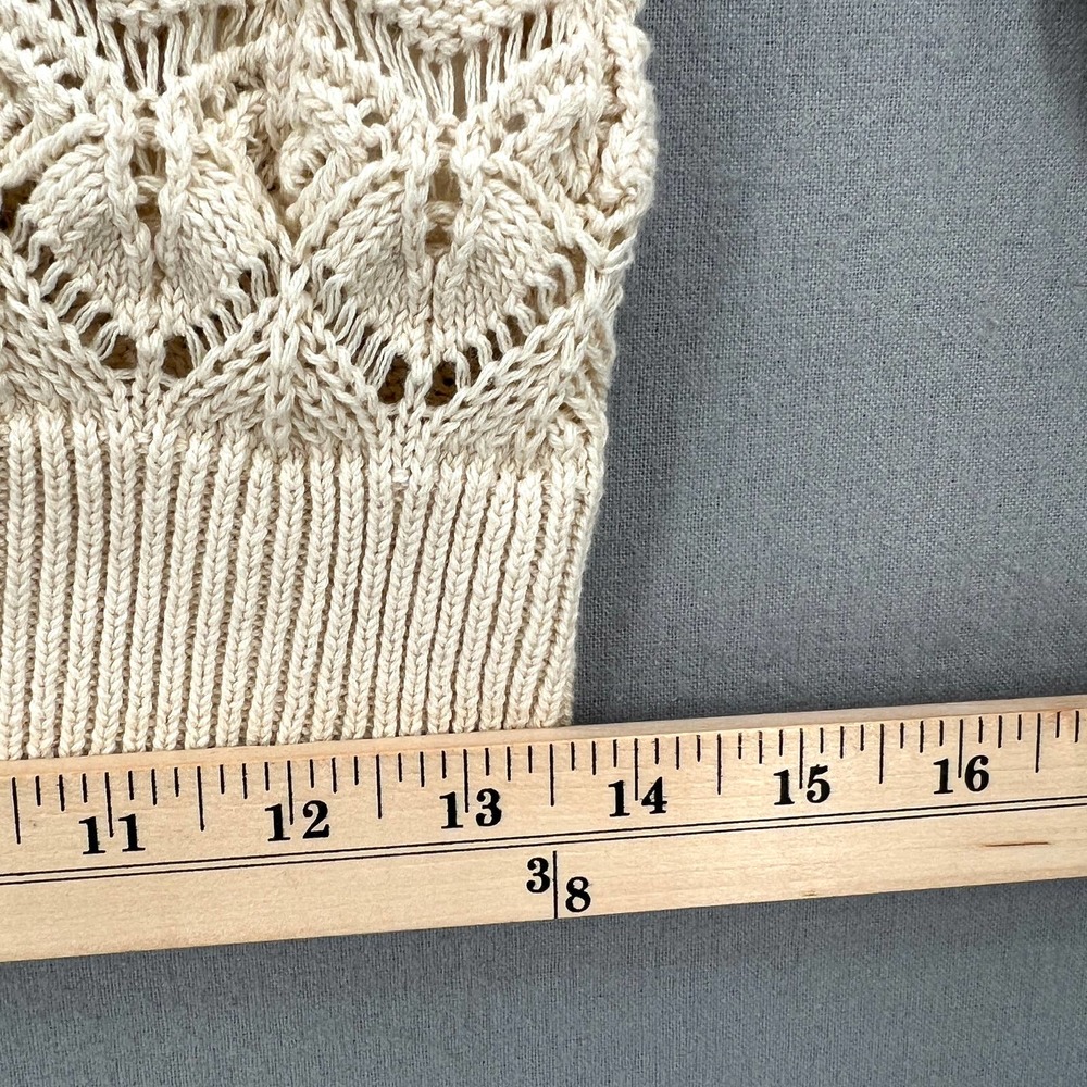 LINE + DOT Diane Sweater Womens Large Cream Crochet Ruffle Shoulder Round Neck - Picture 14 of 15